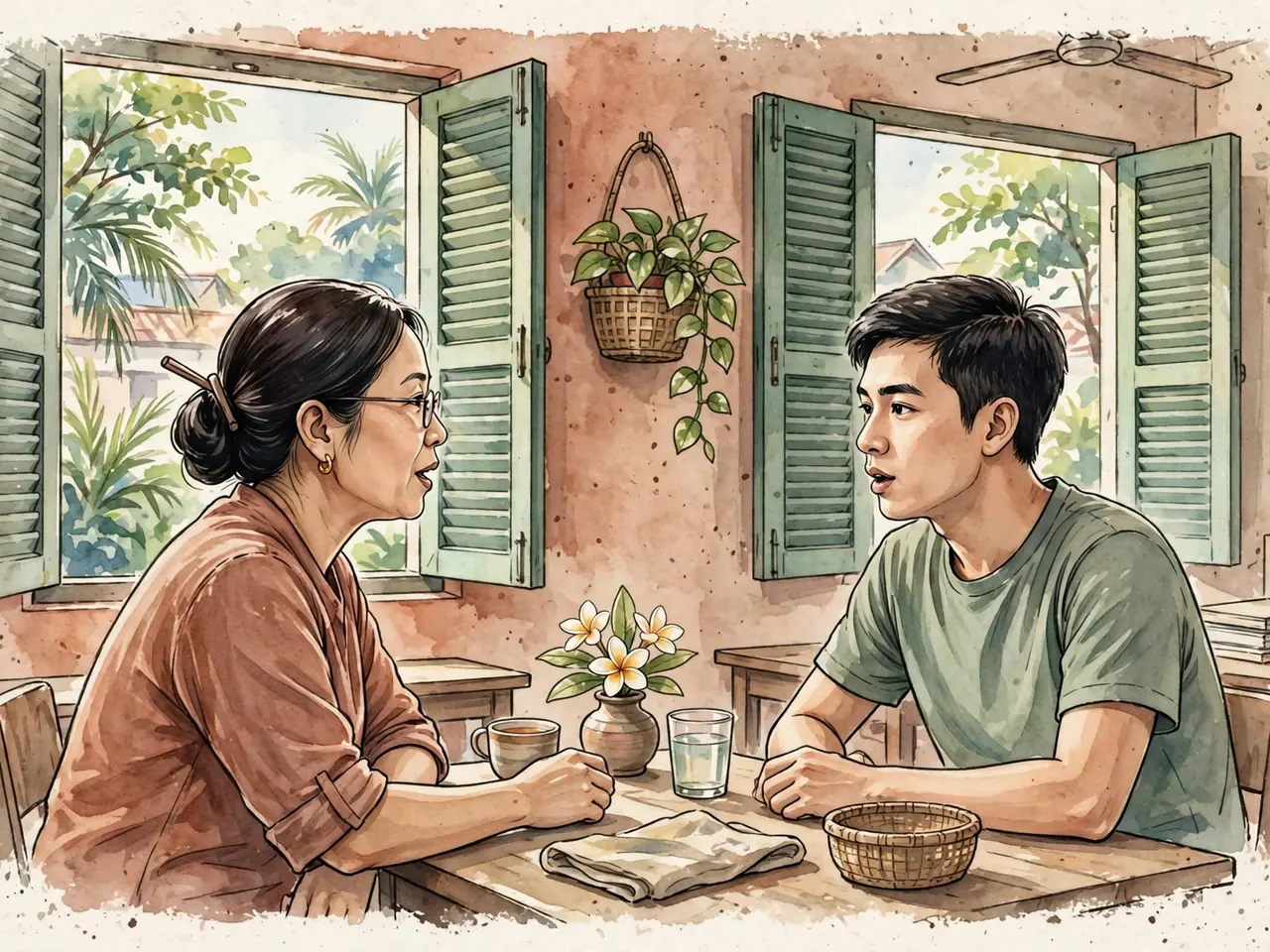 Tutor demonstrating a Vietnamese sound to a learner