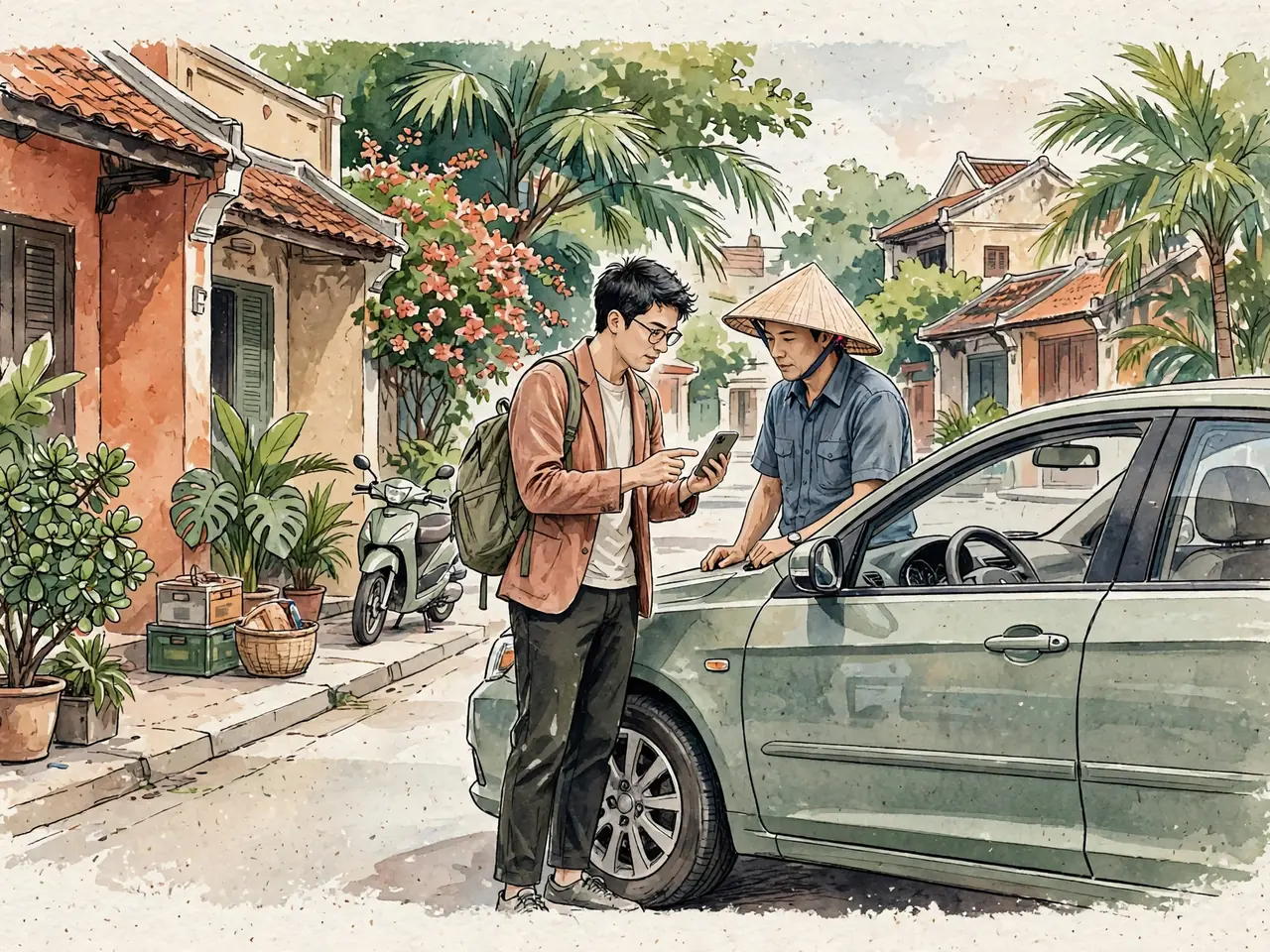 Traveler confirming a destination with a driver